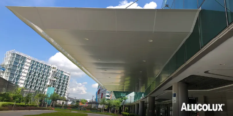 Beige 103 Alucolux Solid Aluminium Cladding at Plaza 8, Changi Business Park by AC Consortium